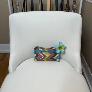 Ipsy Cosmetics Y2K Vintage Multi-Colored Zig Zag Cosmetic Makeup Bag